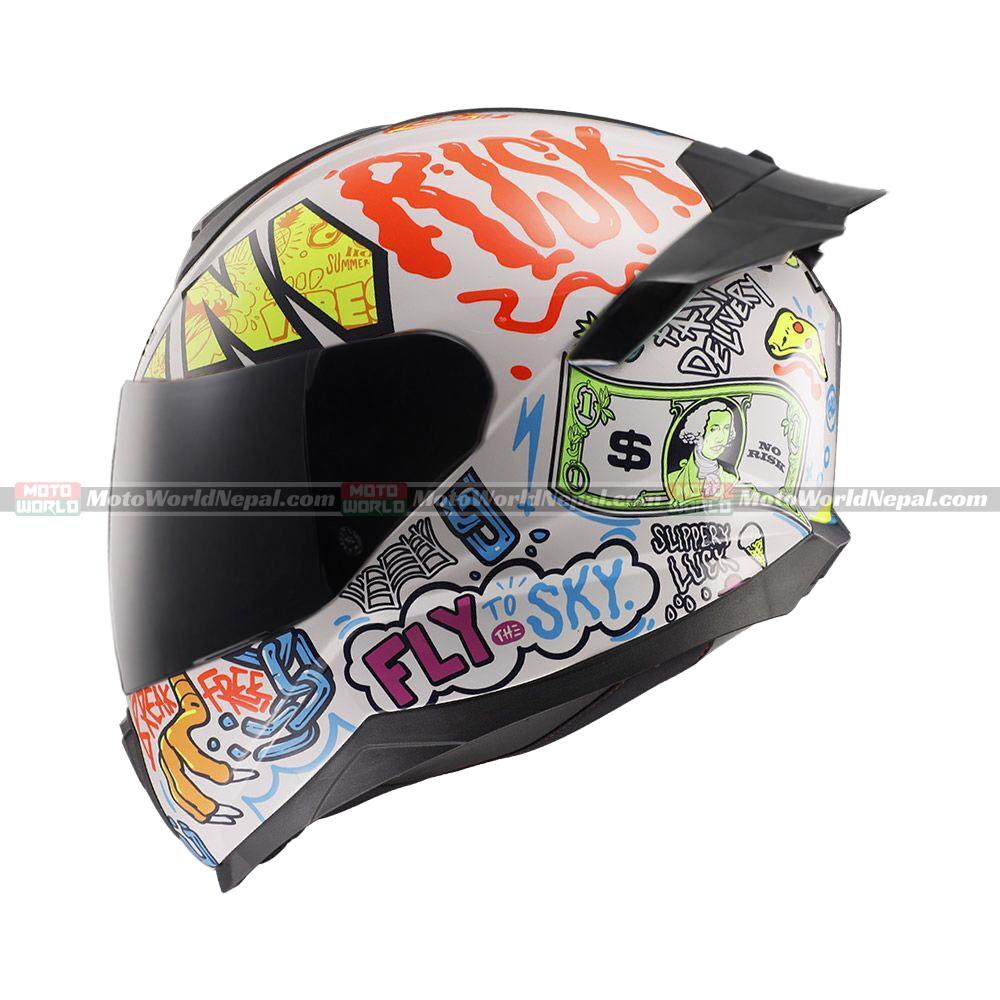 LS2 Flash FF802 VIBES White Full Face Motorcycle Helmet | Moto World Nepal