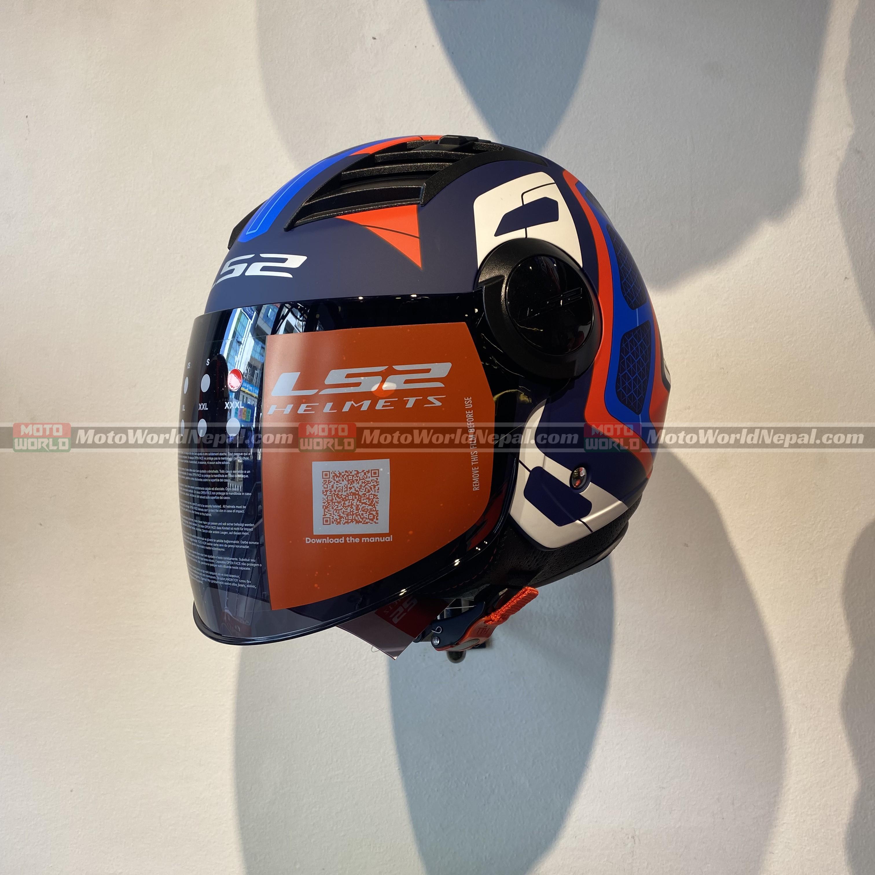 LS2 Airflow Android Matt Black Blue Red Half Face Motorcycle Helmet ...