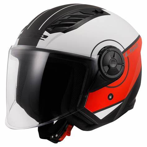 LS2 Copter II Motorradhelm - Matt White Red Jethelm Größe S